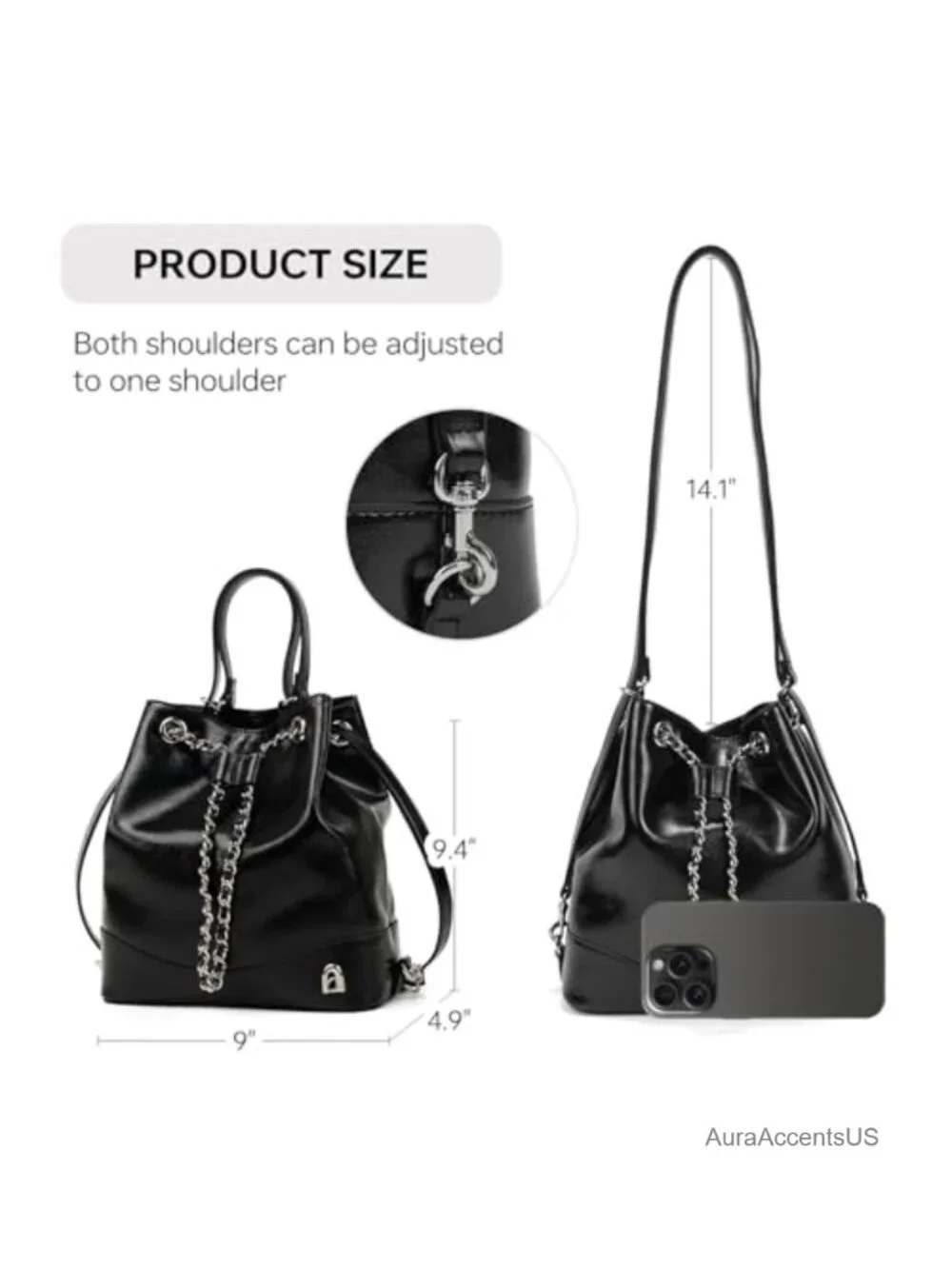 Leather Convertible Mini Backpack Purse with Chain Strap Drawstring